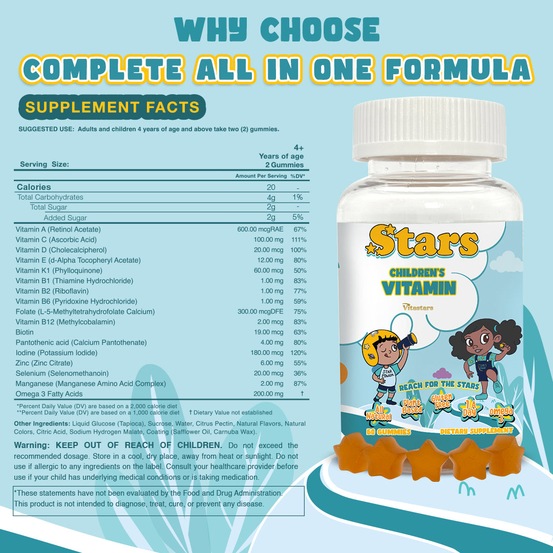 Parents & Kids Bundle: Stars Multivitamin Gummies for Adults & Kids with Omega 3