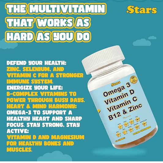 Total Body Wellness: Immune Support, Digestive Health, Energy & Multivitamins, Black Seed Oil, Sea Moss, Shilajit & Omega 3 Gummies, 4-Pack