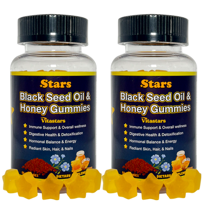 Stars Black Seed Oil & Honey Gummies + Vitamin C Biotin Apple Cider Vinegar Turmeric & BeetRoot