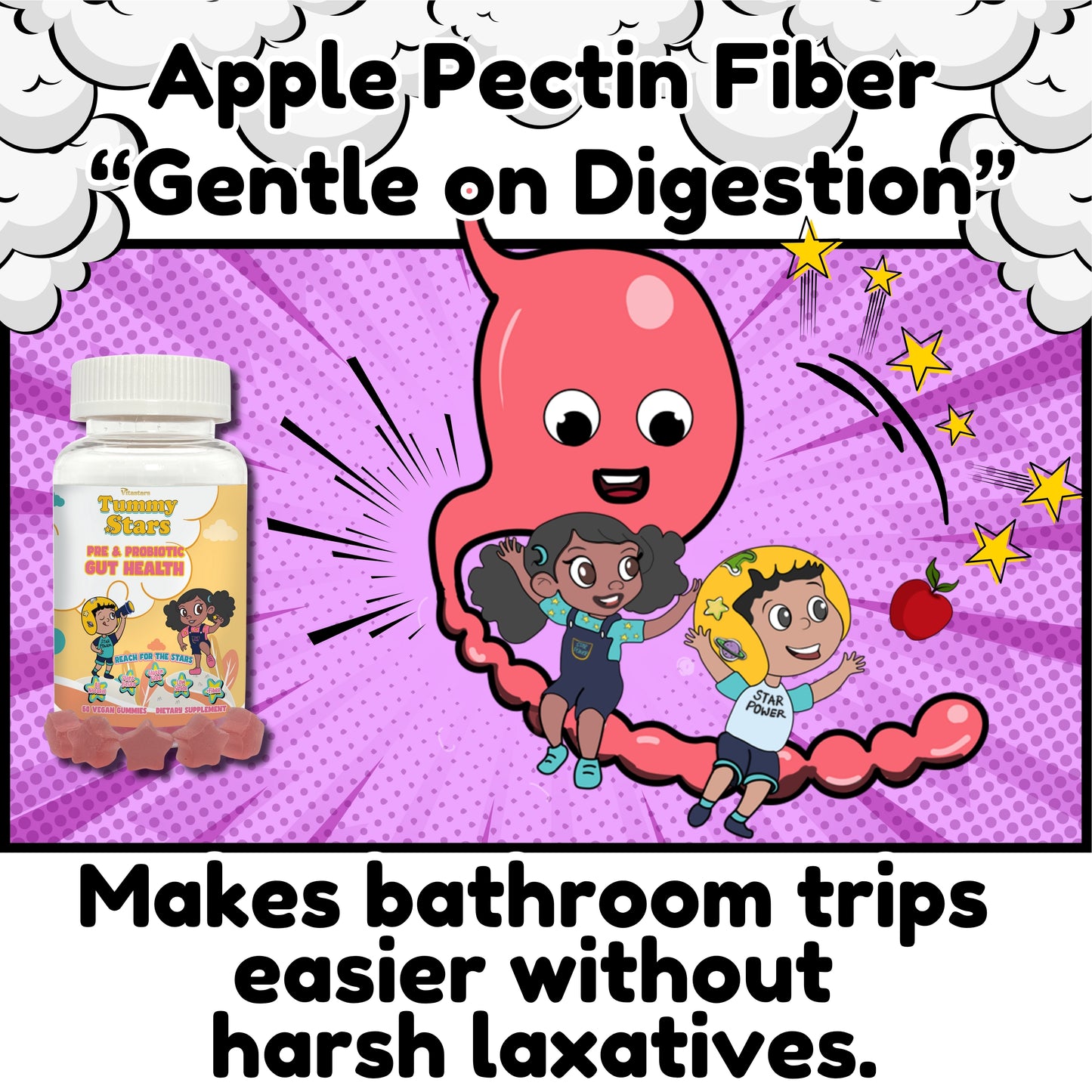 Vitastars Kids Growth & Gut Health Bundle |  Multivitamin + Probiotic Gummies | Vegan, Gluten-Free (2-Pack)