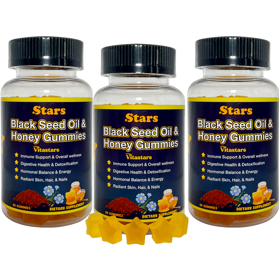 Stars Black Seed Oil & Honey Gummies + Vitamin C Biotin Apple Cider Vinegar Turmeric & BeetRoot