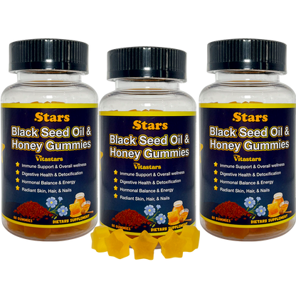 Stars Black Seed Oil & Honey Gummies + Vitamin C Biotin Apple Cider Vinegar Turmeric & BeetRoot