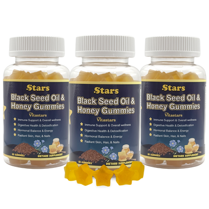 Stars Black Seed Oil & Honey Gummies + Vitamin C Biotin Apple Cider Vinegar Turmeric & BeetRoot