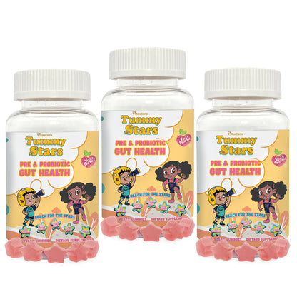 Tummy Stars Kids Prebiotic & Probiotic Gummies + Fiber | Supports Digestive Health for Kids | Vegan, Gluten-Free