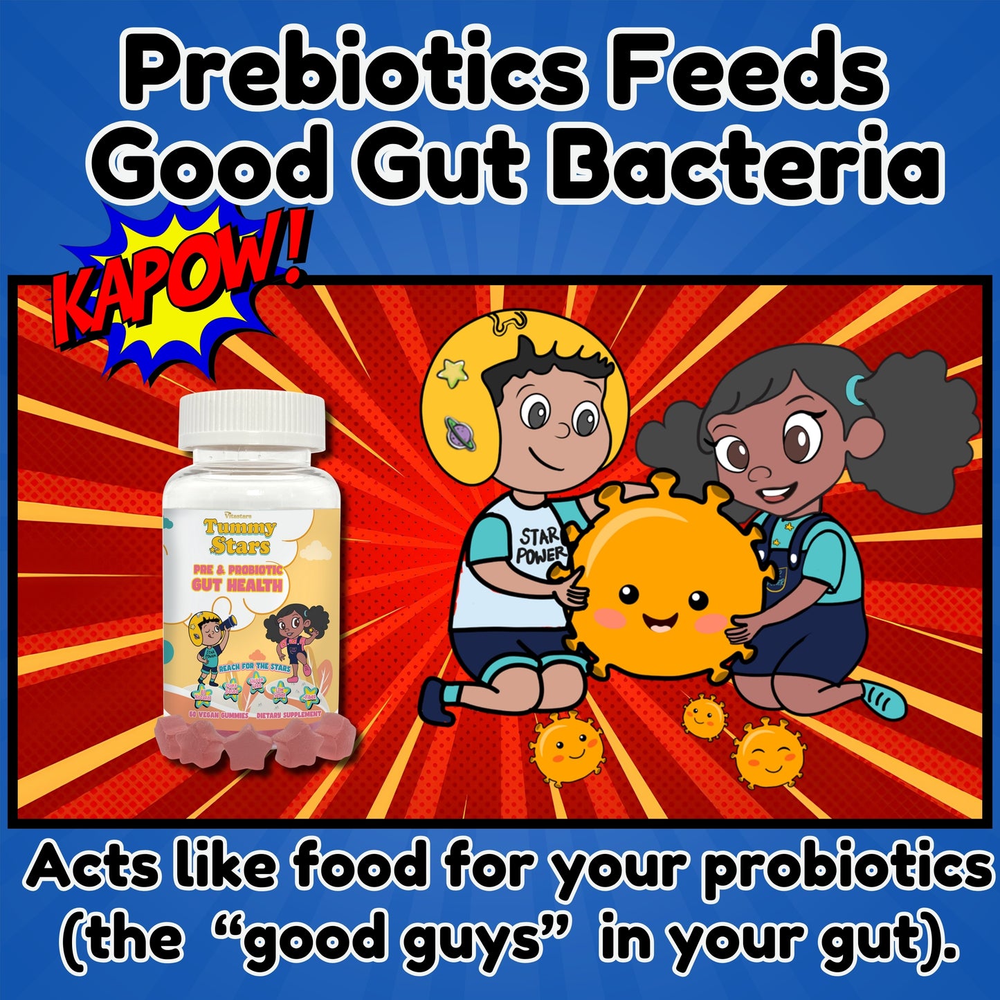 Vitastars Kids Growth & Gut Health Bundle |  Multivitamin + Probiotic Gummies | Vegan, Gluten-Free (2-Pack)