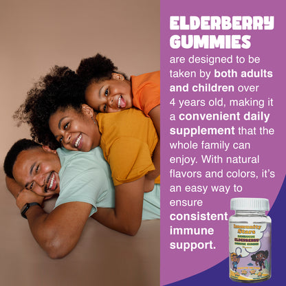 Immuntiy Stars Elderberry Gummies with Vitamin C and Zinc, Sambucus Elderberry Family Immune Boost Gummies, 30 Gummies Delicious Defense for Kids and Adults