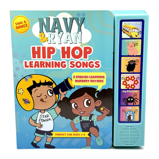 Hip Hop Nursery Rhyme Sound Book for Toddlers by Navy & Ryan – Bilingual English & Spanish Learning | Interactive Press & Play Musical Book | Teaches First Words, Rhythm, & Early Language Development (Ages 1-6)
