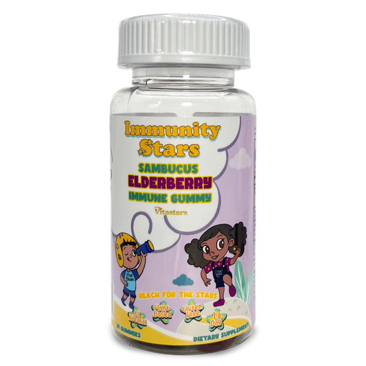 Immuntiy Stars Elderberry Gummies with Vitamin C and Zinc, Sambucus Elderberry Family Immune Boost Gummies, 30 Gummies Delicious Defense for Kids and Adults