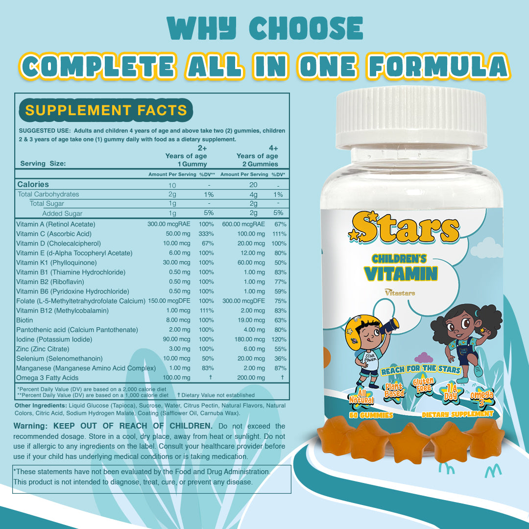 VitaStars Kids Complete Wellness Bundle – Multivitamin Gummies + Probiotic Gummies + Elderberry Immunity Gummies – Gluten Free Vegan, 3 Pack