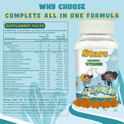 VitaStars Kids Complete Wellness Bundle – Multivitamin Gummies + Probiotic Gummies + Elderberry Immunity Gummies – Gluten Free Vegan, 3 Pack