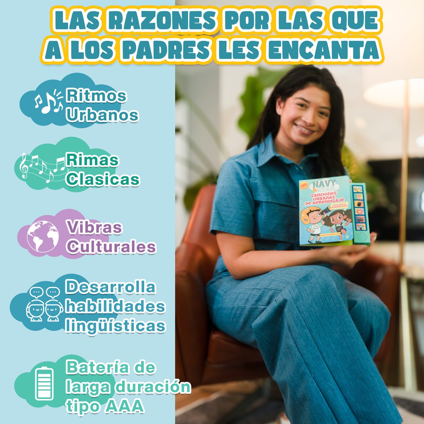 Libro de Sonidos de Rimas Infantiles Urbanas para Peques por Navy & Ryan | Enseña primeras palabras, ritmo y desarrollo temprano del lenguaje (Edades 1-6)