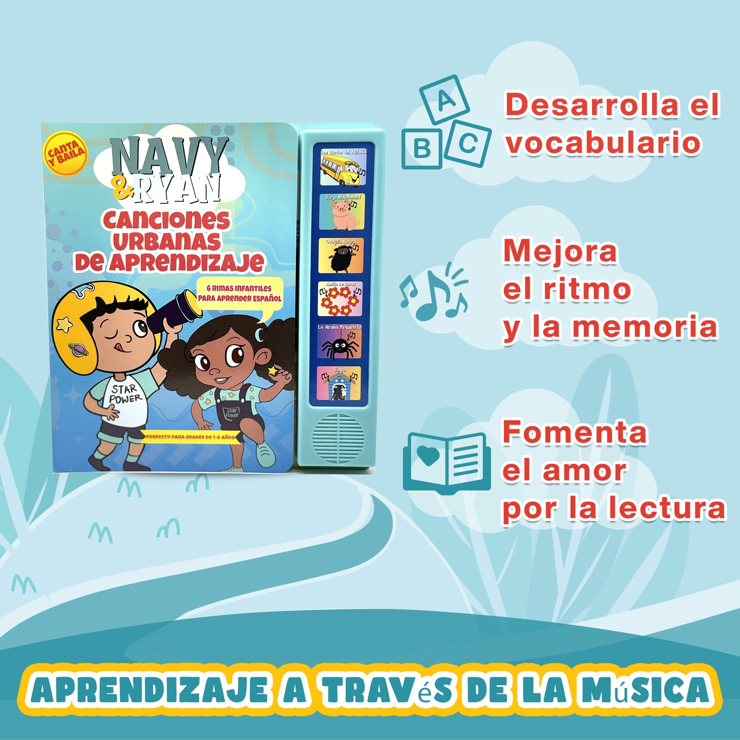 Libro de Sonidos de Rimas Infantiles Urbanas para Peques por Navy & Ryan | Enseña primeras palabras, ritmo y desarrollo temprano del lenguaje (Edades 1-6)