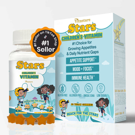 VitaStars Kids Growth & Gut Health Bundle – Daily Multivitamin Gummies + Prebiotic and Probiotic Gummies –  Gluten Free Vegan, 2 Pack