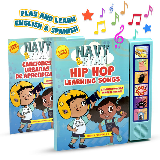 Bilingual English & Spanish Hip Hop Nursery Rhyme Music Book for Toddlers by Navy & Ryan | First Words, Rhythm, & Early Language Development (Ages 1-6)
